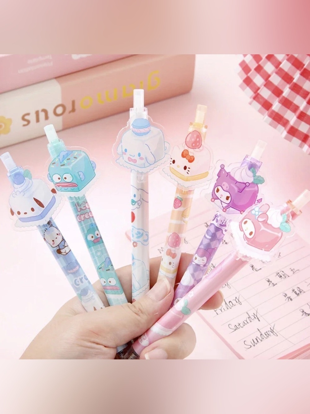 Sanrio Cake Topper Pens - Pastel Pink, Blue, Purple, Mint